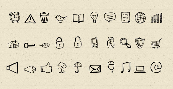 30 hand drawn style icons