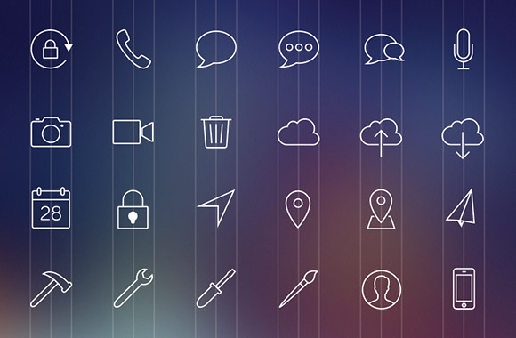 80 iconos de la línea de estilo iOS7