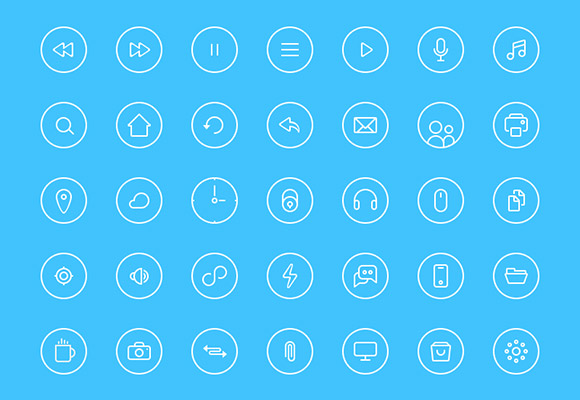 35 thin rounded icons