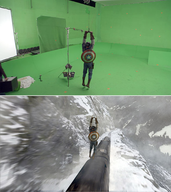 Captain America: Before and after green screen + CGI (1)