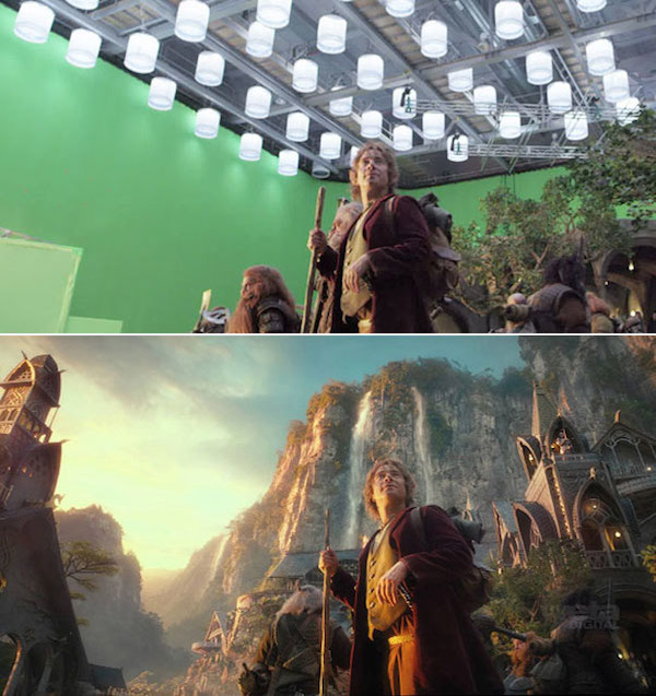 The Hobbit: Before and after green screen + CGI (3)