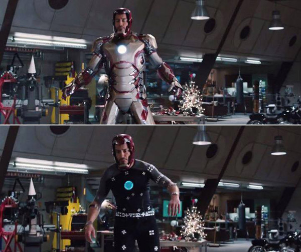 Iron Man: Before and after green screen + CGI