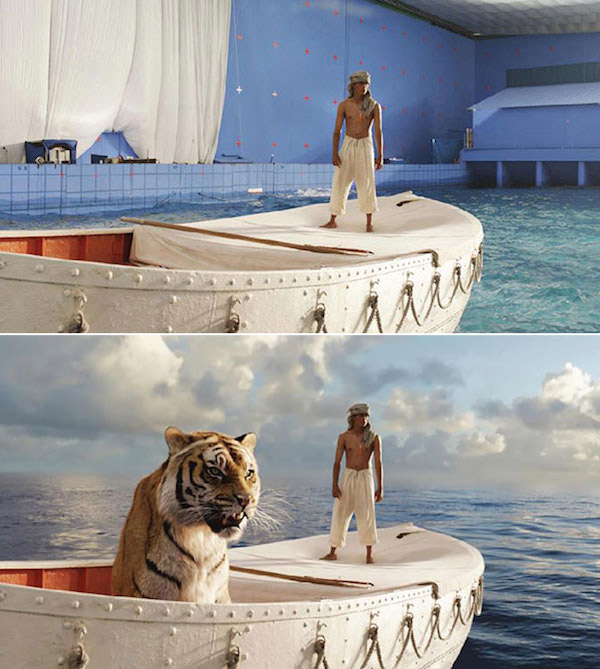 Life of Pi: Before and after green screen + CGI
