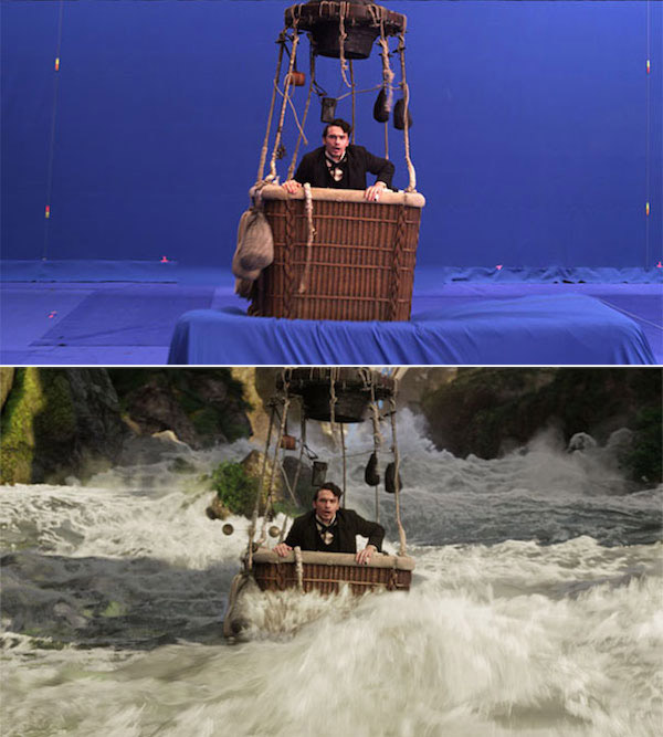 Oz the Great and Powerful: Before and after green screen + CGI