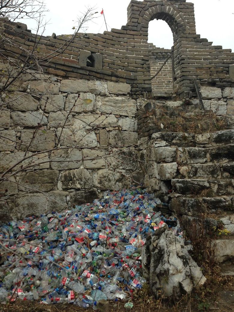 Every day trash at the Great Wall Of China