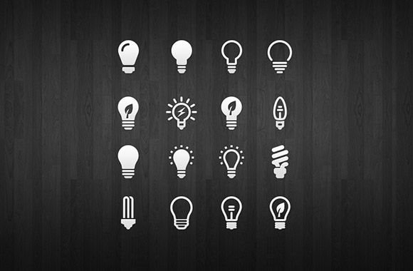 16 light bulb icon set