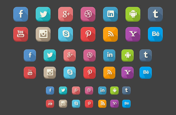 42 Long shadow social icons