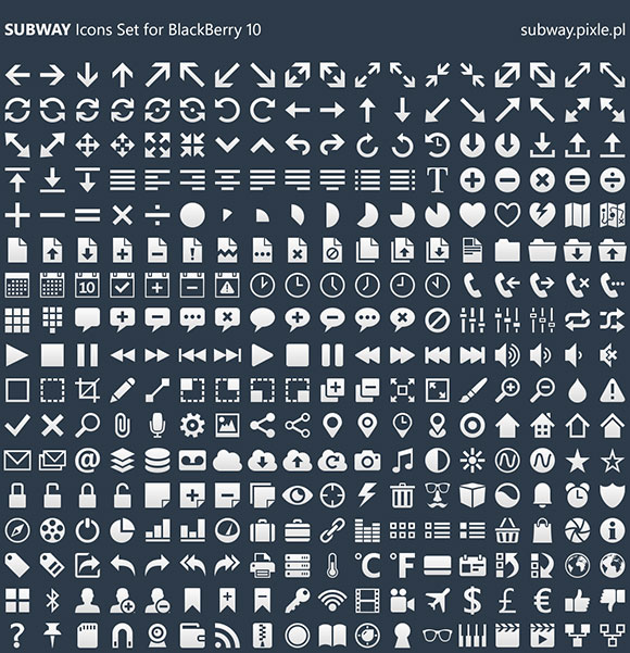 306 icons optimized for Windows Phone, Windows 8 and BlackBerry 10