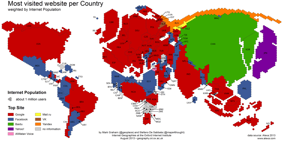 World Map Of The Most Visited Websites Per Country