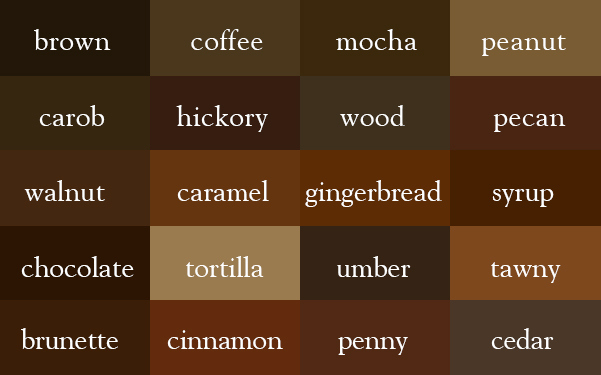 Color Thesaurus / Correct Names of Shades of Brown