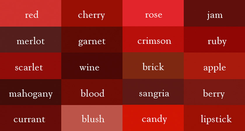 dark red color names