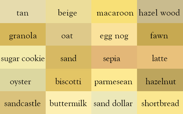 Yellow Colour Chart With Names