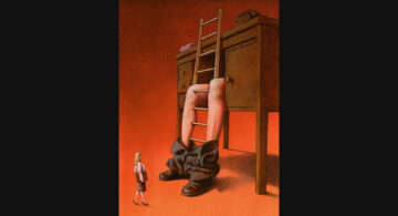 Thought-provoking social commentary painting by Pawel Kuczynski