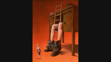 Thought-provoking social commentary painting by Pawel Kuczynski