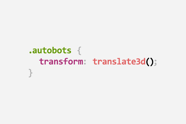 CSS pun about Autobots using transform: translate3d()