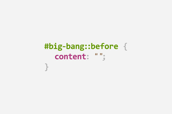 CSS pun about the Big Bang using the ::before pseudo-element