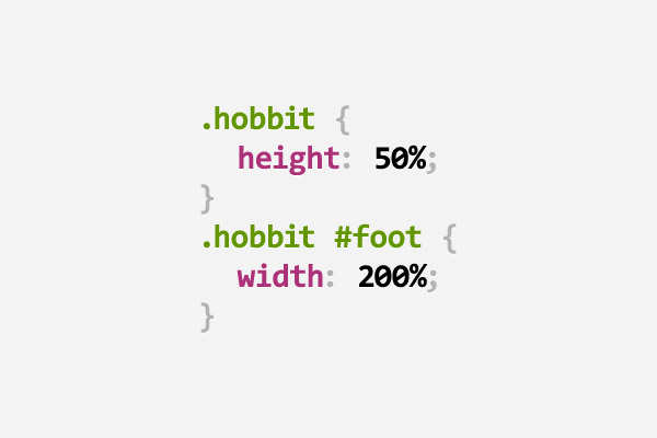 CSS pun about a Hobbit using 50 percent height and 200 percent foot width