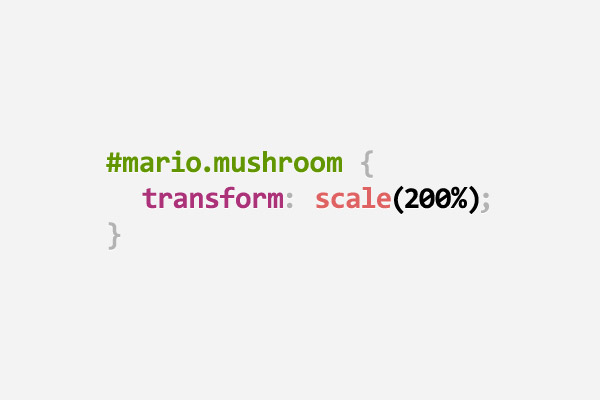 CSS pun about Mario eating a mushroom and scaling to 200 percent