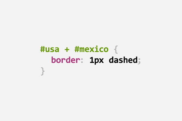 CSS pun about the USA and Mexico using a 1px dashed border