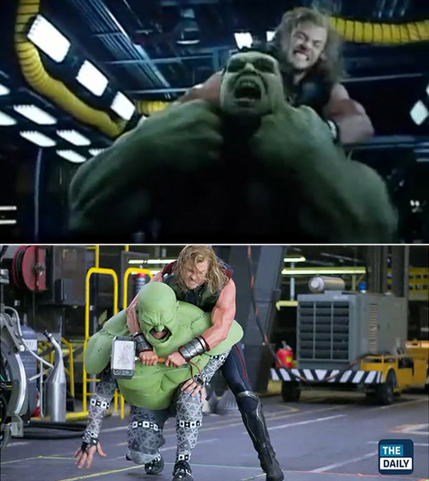 Avengers: Before and after green screen + CGI (2)