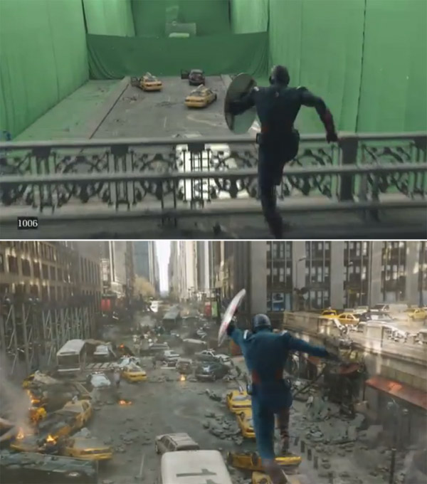 Avengers: Before and after green screen + CGI (5)