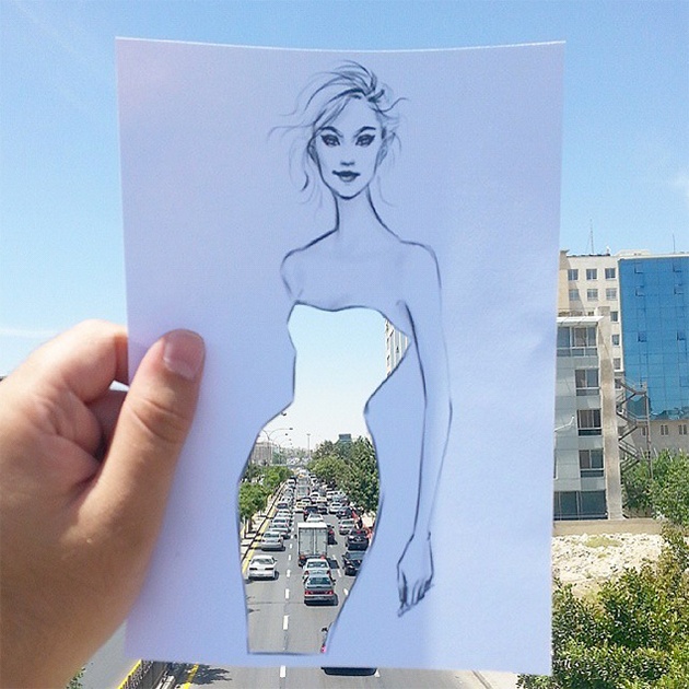 This Artist Completes His Cut-Out Sketches Using Skies And 