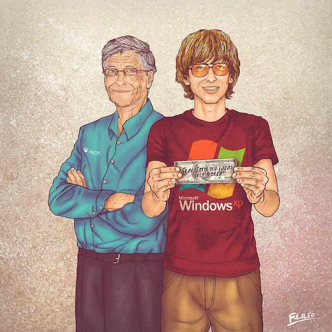 Bill Gates: Before and After Illustration by Fulvio Obregon