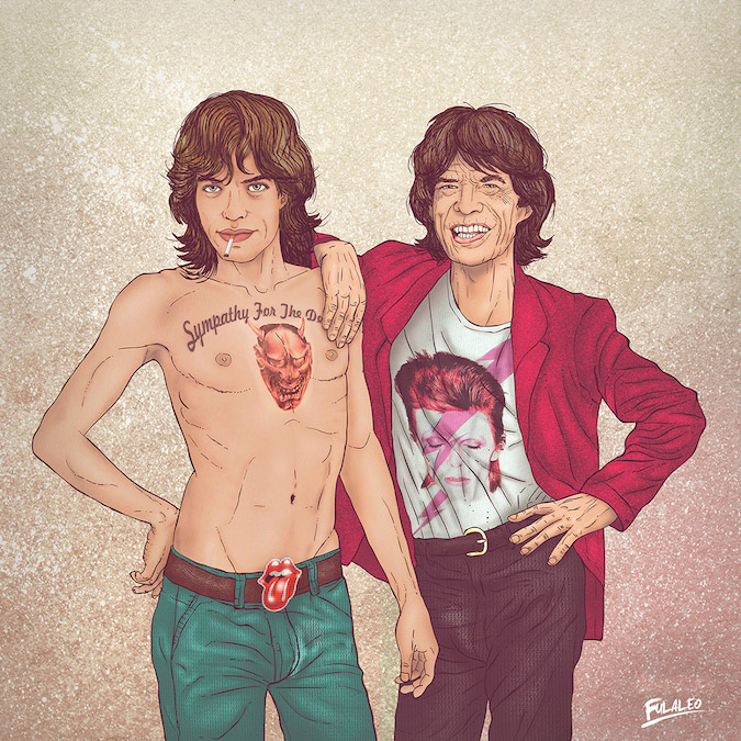 Mick Jagger: Before and After Illustration by Fulvio Obregon