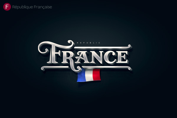 Alphabet of the Countries - Hand-lettered logo of France