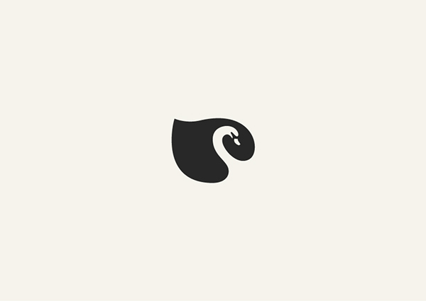 Negative Space Animals Logos: Swan