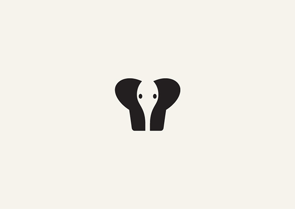Negative Space Animals Logos: Elephant