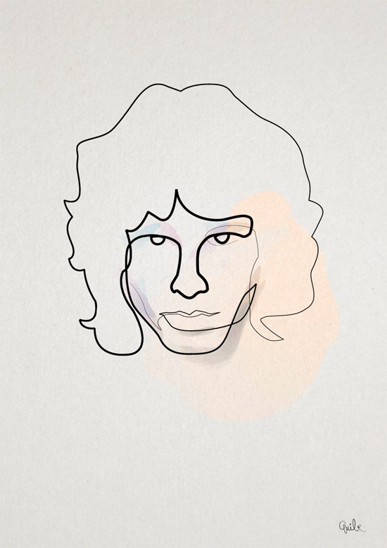 Quibe One Line Minimal Illustrations - Jim Morrison