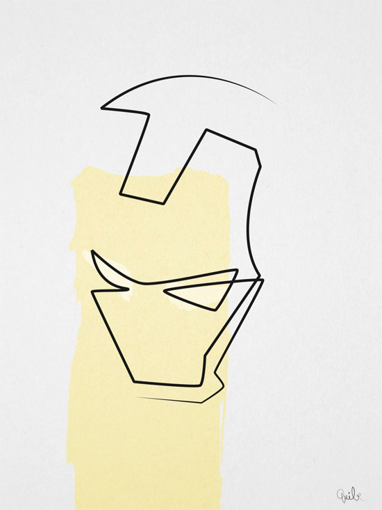 Quibe One Line Minimal Illustrations - Iron Man