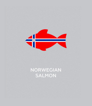 Flag-colored icons of countries - Norwegian Salmon