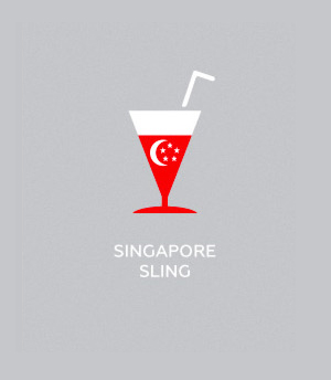 Flag-colored icons of countries - Singapore Sling
