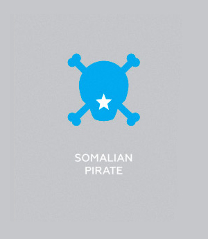 Flag-colored icons of countries - Somalian Pirate