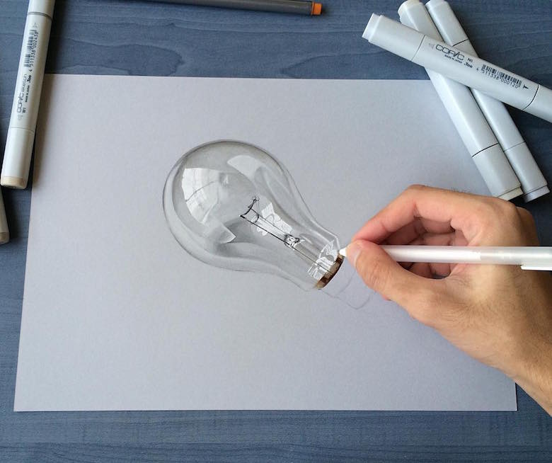 Hyperrealistic 3d drawings by Sushant Rane: Bulb - 2