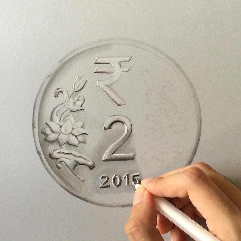 Hyperrealistic 3d drawings by Sushant Rane: Coin - 1