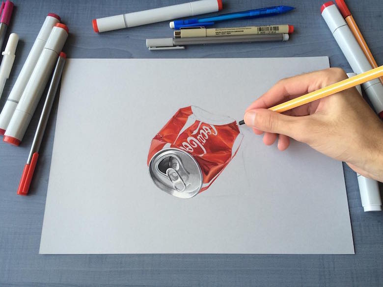 Hyperrealistic 3d drawings by Sushant Rane: Coke can - 2