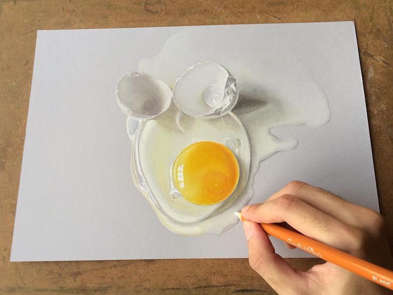 Hyperrealistic 3d drawings by Sushant Rane: Egg shell - 3