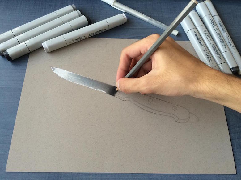 Hyperrealistic 3d drawings by Sushant Rane: Knife - 1