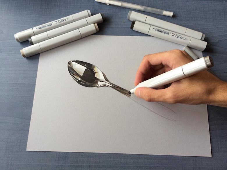 Hyperrealistic 3d drawings by Sushant Rane: Spoon - 1