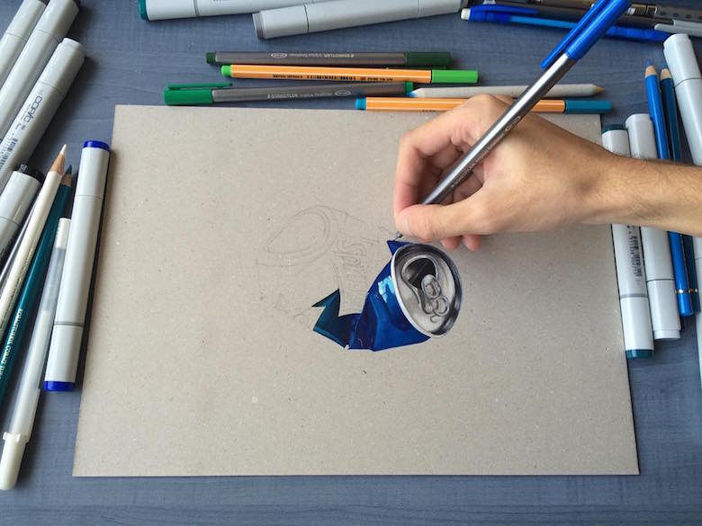 Hyperrealistic 3d drawings by Sushant Rane: Sprite can - 1