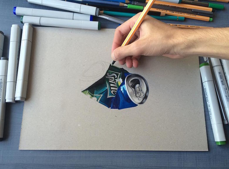 Hyperrealistic 3d drawings by Sushant Rane: Sprite can - 2