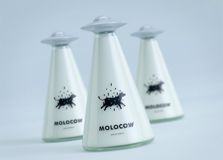 Molocow milk bottle looks like UFO aliens abducting a cow (2)