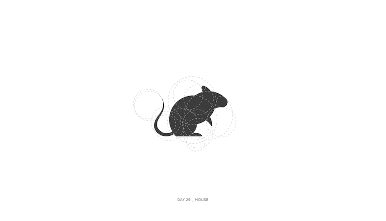 Colorful animal logos based on golden ratio - Mouse (Construction)