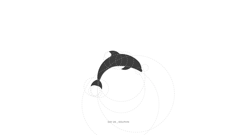 Colorful animal logos based on golden ratio - Dolphin (Construction)