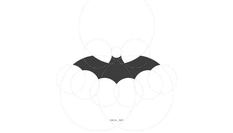 Colorful animal logos based on golden ratio - Bat (Construction)