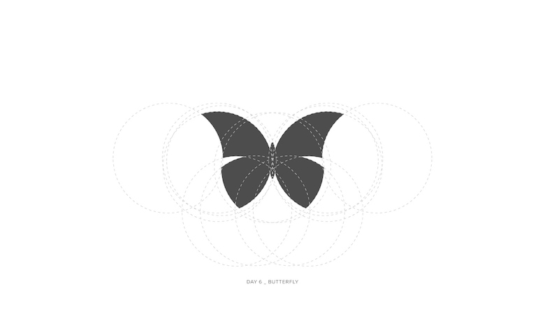 Colorful animal logos based on golden ratio - Butterfly (Construction)