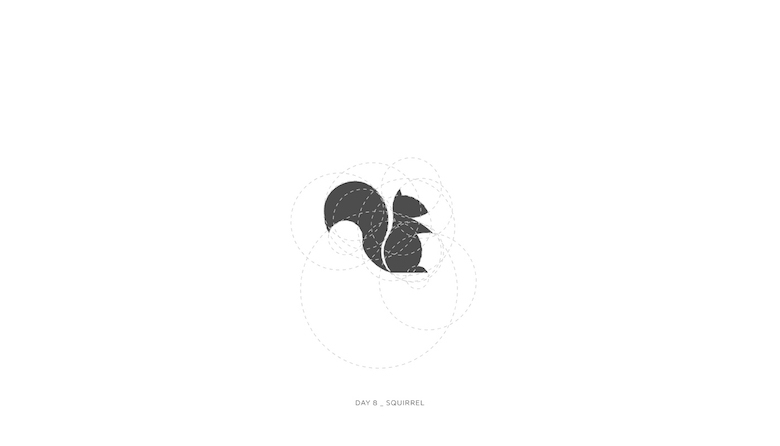 Colorful animal logos based on golden ratio - Squirrel (Construction)